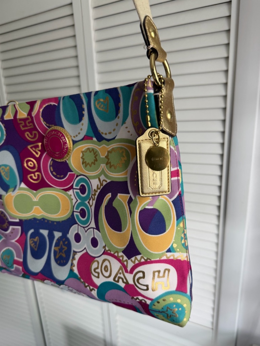 Y2K Coach Poppy Graffiti Crossbody Bag F19454 - Picture 3 of 15